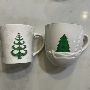 Two Starbucks Christmas coffee mugs Holiday 2006 Collection